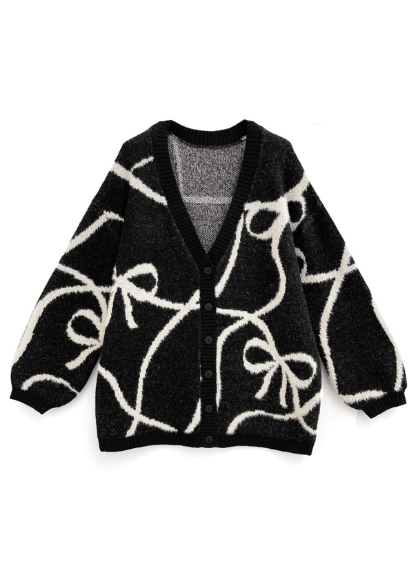 リボン柄ジャガードニットカーディガン[so09] | レディース