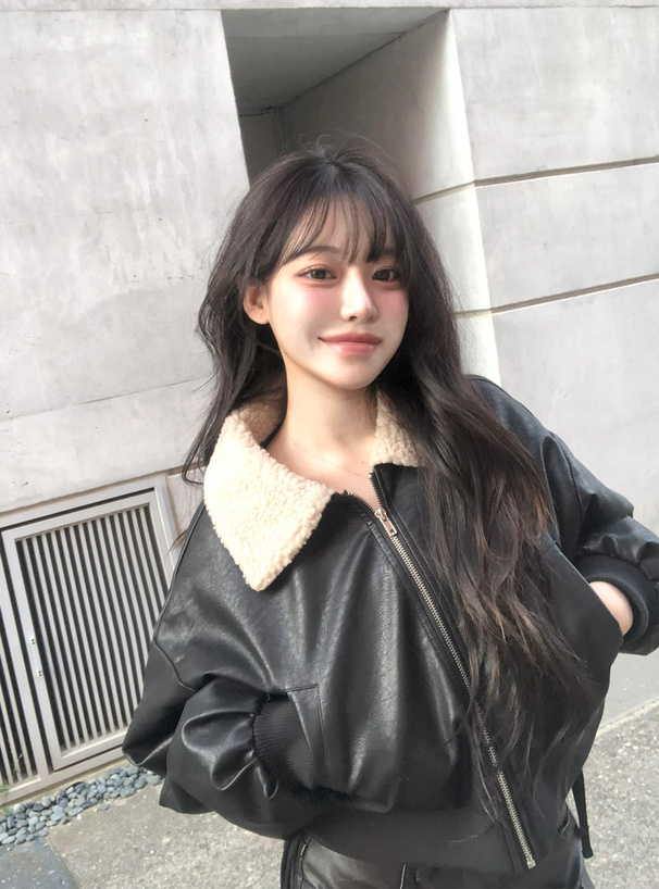 ボアカラーフェイクレザーブルゾン[pp207] | レディースファッション