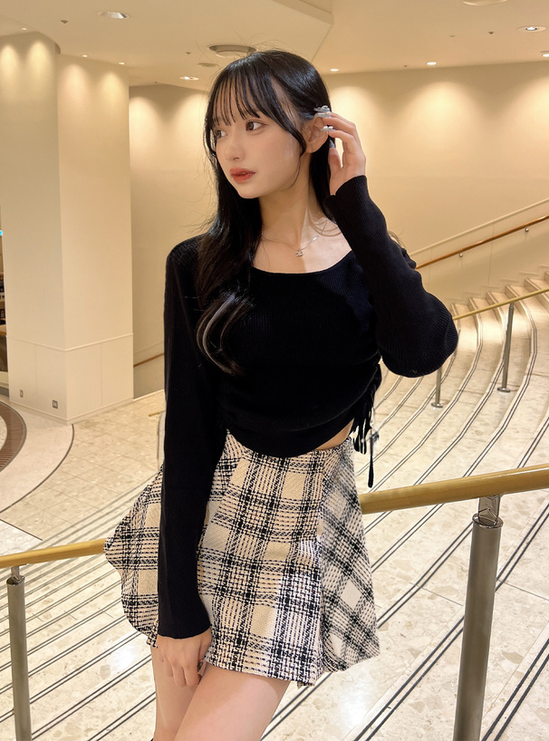 インパン裏地付きツイードチェックミニスカート[tu891] | レディース