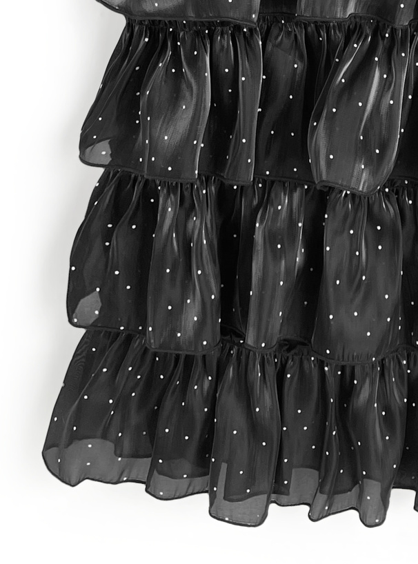 ドット柄オーガンジーティアードフリルスカート[tu1815] | レディース