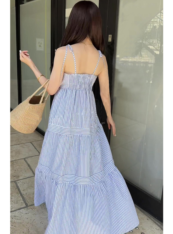 ストライプ柄ティアードキャミワンピース[tw1086] | レディース