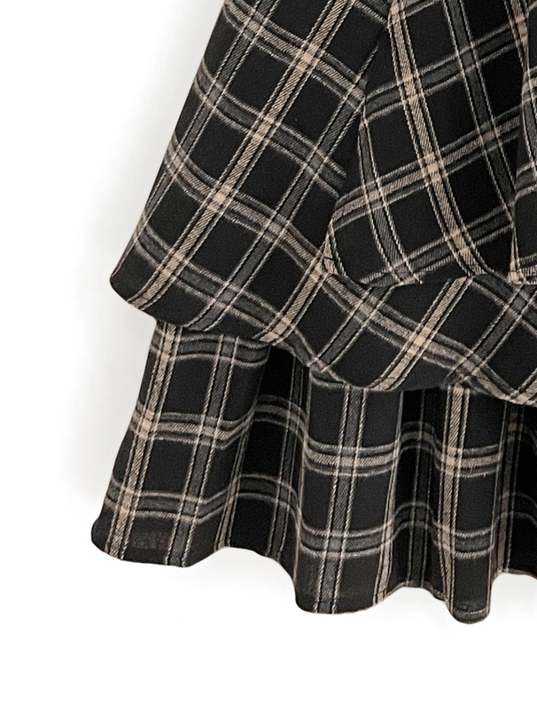 チェック柄アシンメトリーティアードスカート[tw1126] | レディース