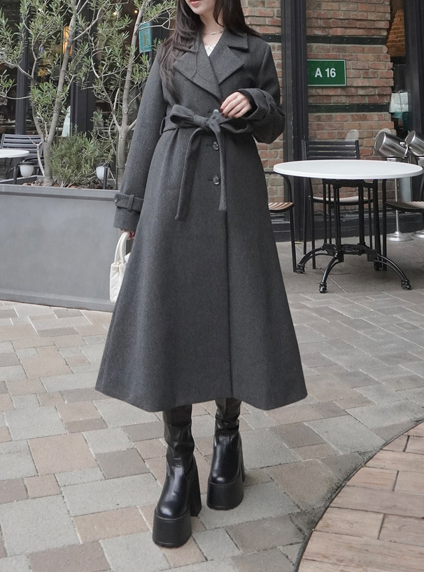 リボンベルト付きロングコート[ze913] | レディースファッション通販の