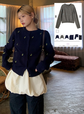 フラワー刺繍ニットカーディガン[an1850] | レディースファッション