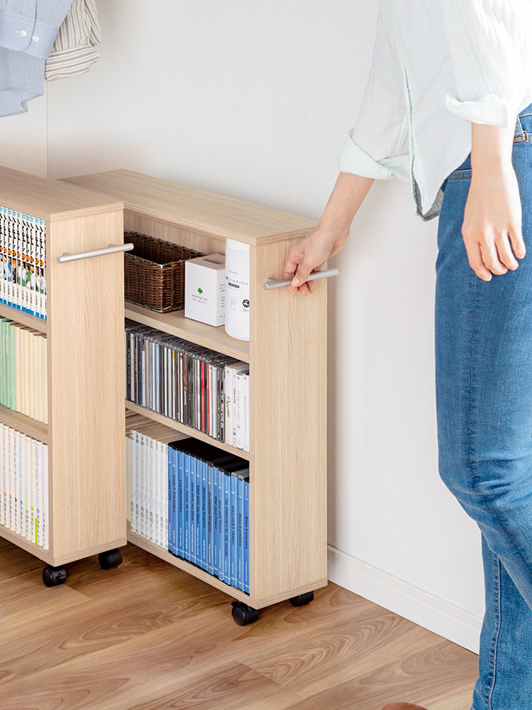 キャスター付き】 すきま収納ラック （3段/スリムワゴン） 本棚