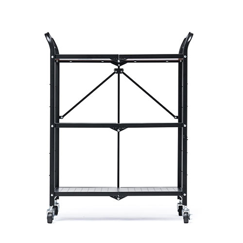 折りたたみラック 3段（スチール・ワゴン・シェルフ・キャスター付き