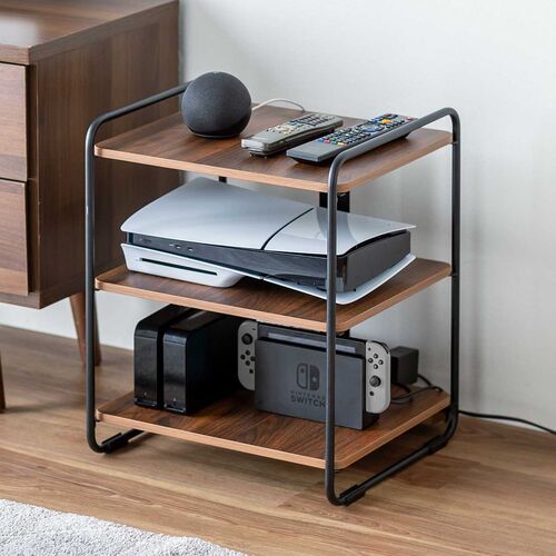 オーディオラック（木製・収納・3段・総耐荷重90kg・ケーブル整理・AV