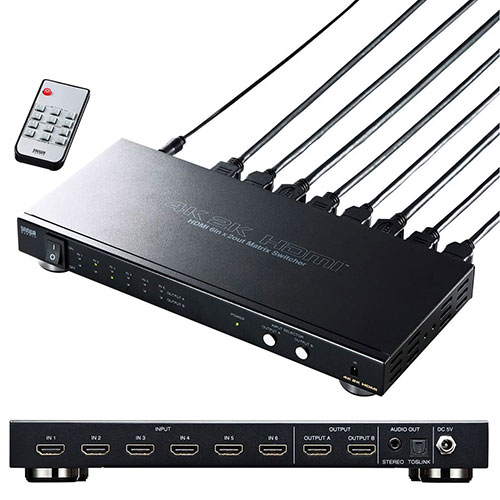 HDMI切替分配器（6入力・2出力・4K・30Hz・高画質・映像・音声