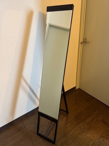 黒の全身鏡 スタンドミラー 高さ164cm ダークブラウン 中古 黒の全身鏡