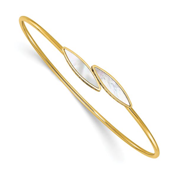 Leslie's 14K Polished Mother of Pearl Bypass Flexible Bangle | Ask