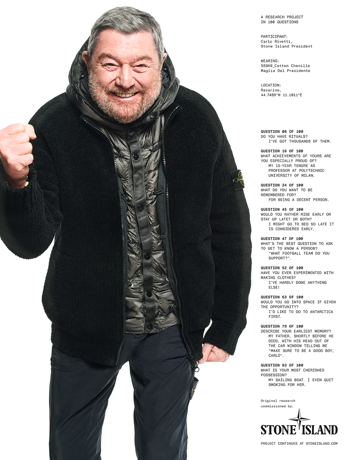 STONE ISLANDからカルロ・リヴェッティが愛用するプレジデントニットの