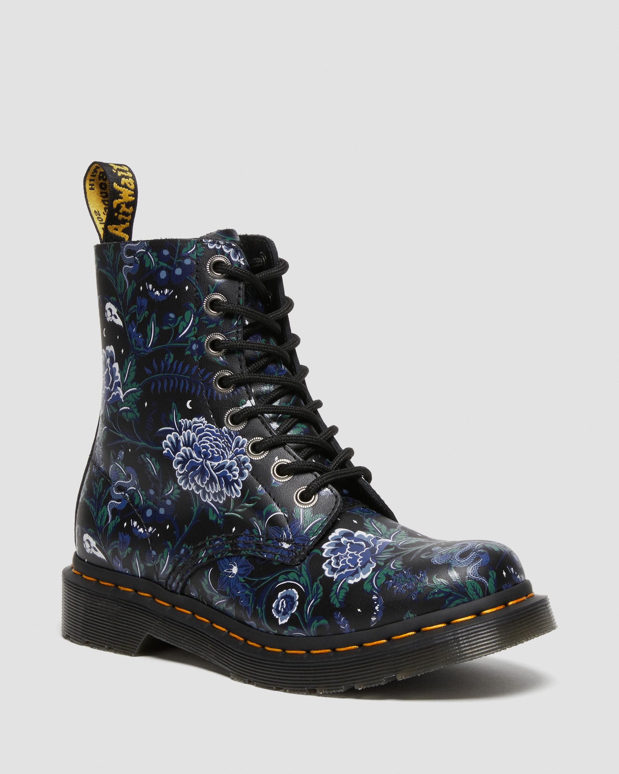 1460 Pascal Women's Mystic Floral Lace Up Boots in Black | Dr. Martens