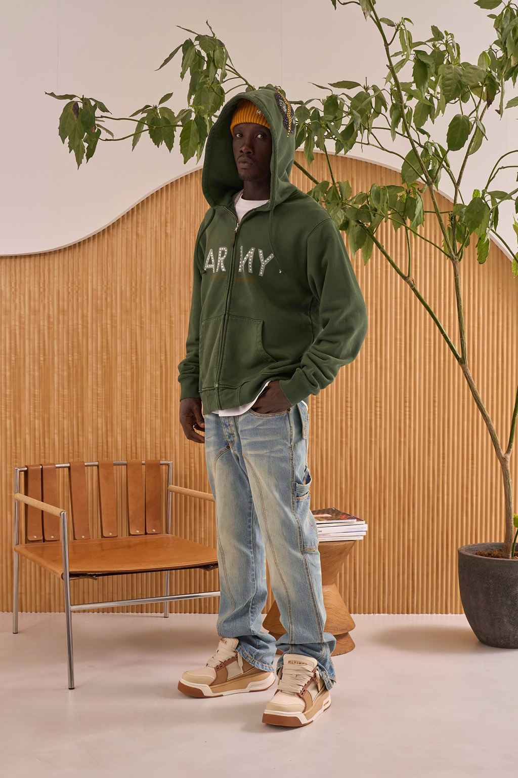 ARMY ZIP HOODY - GREEN - MLVINCE