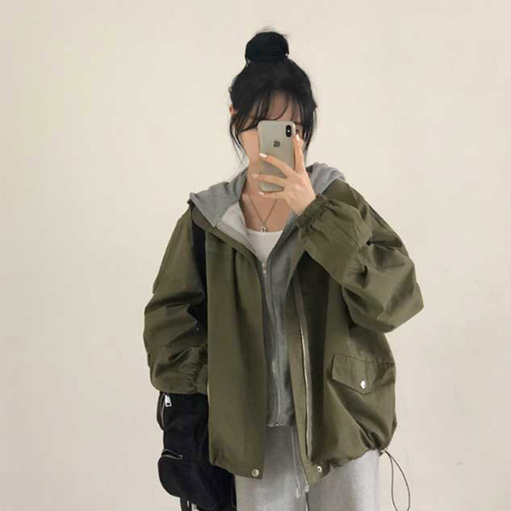 2color/フード脱着]フード付きミリタリージャケット | ファッション