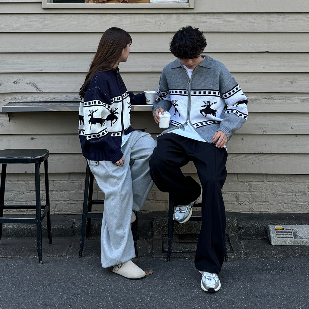 ユニセックスシカジップアップカーディガン | ファッション通販サイト NUGU