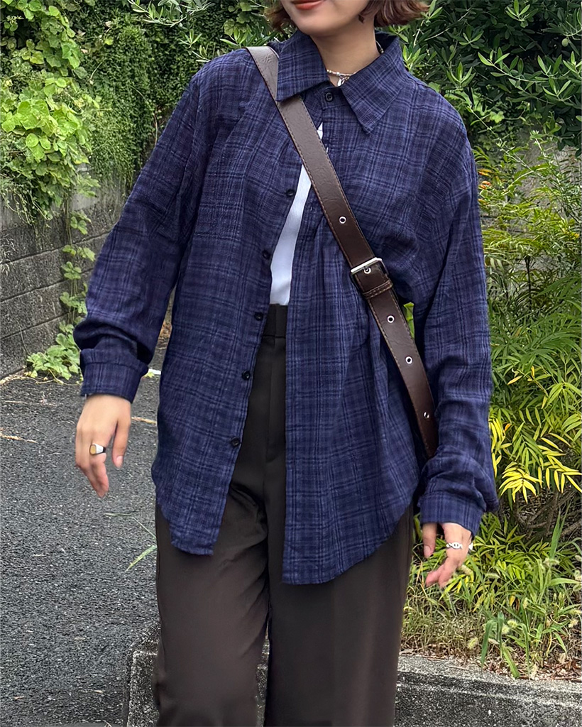 完売】AFB POSITIVE ENERGY チェックシャツ ネイビー 完売！AFB