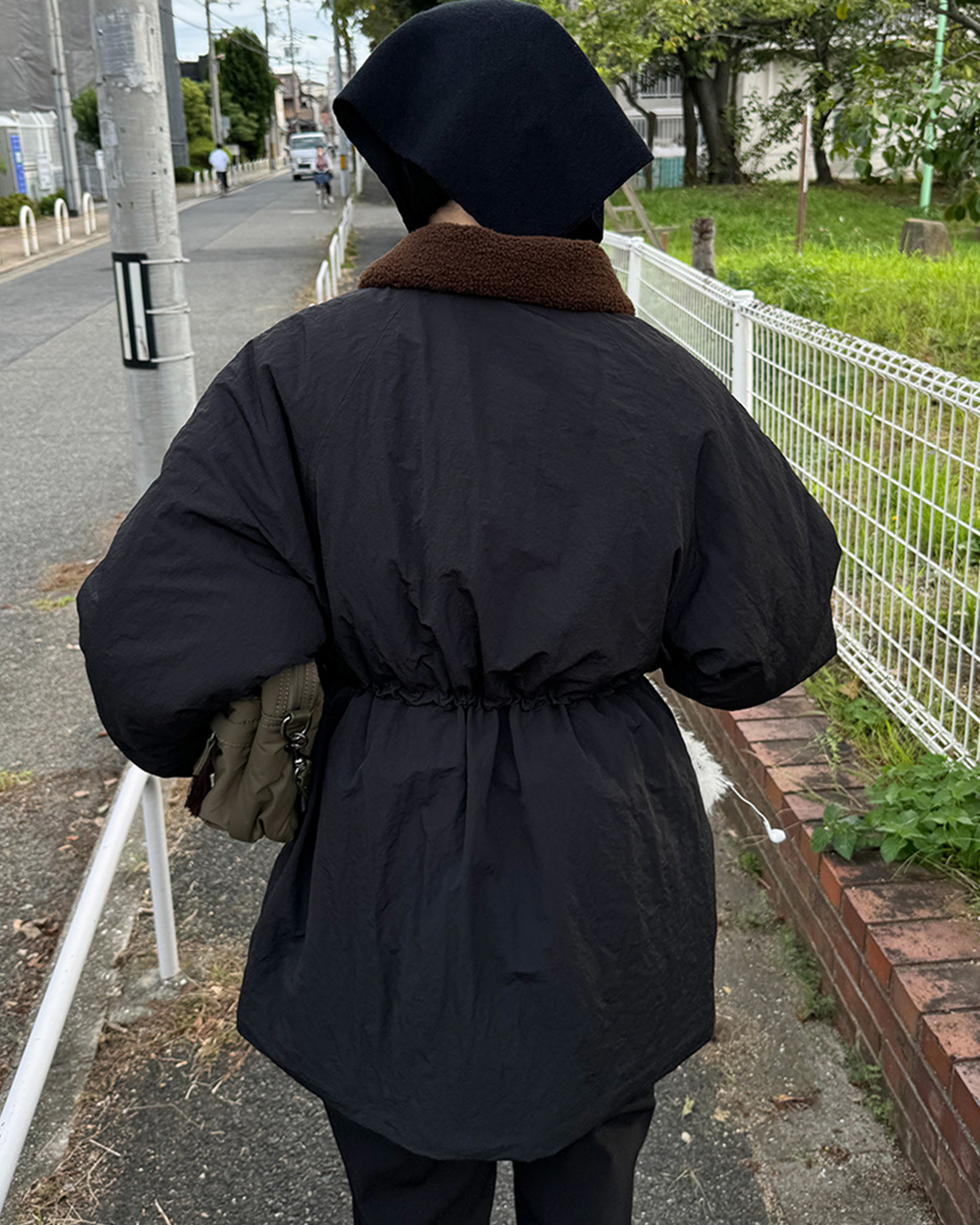 2回再販](ORIGINAL) ボアカラーナイロンパデッドジャンパー (black