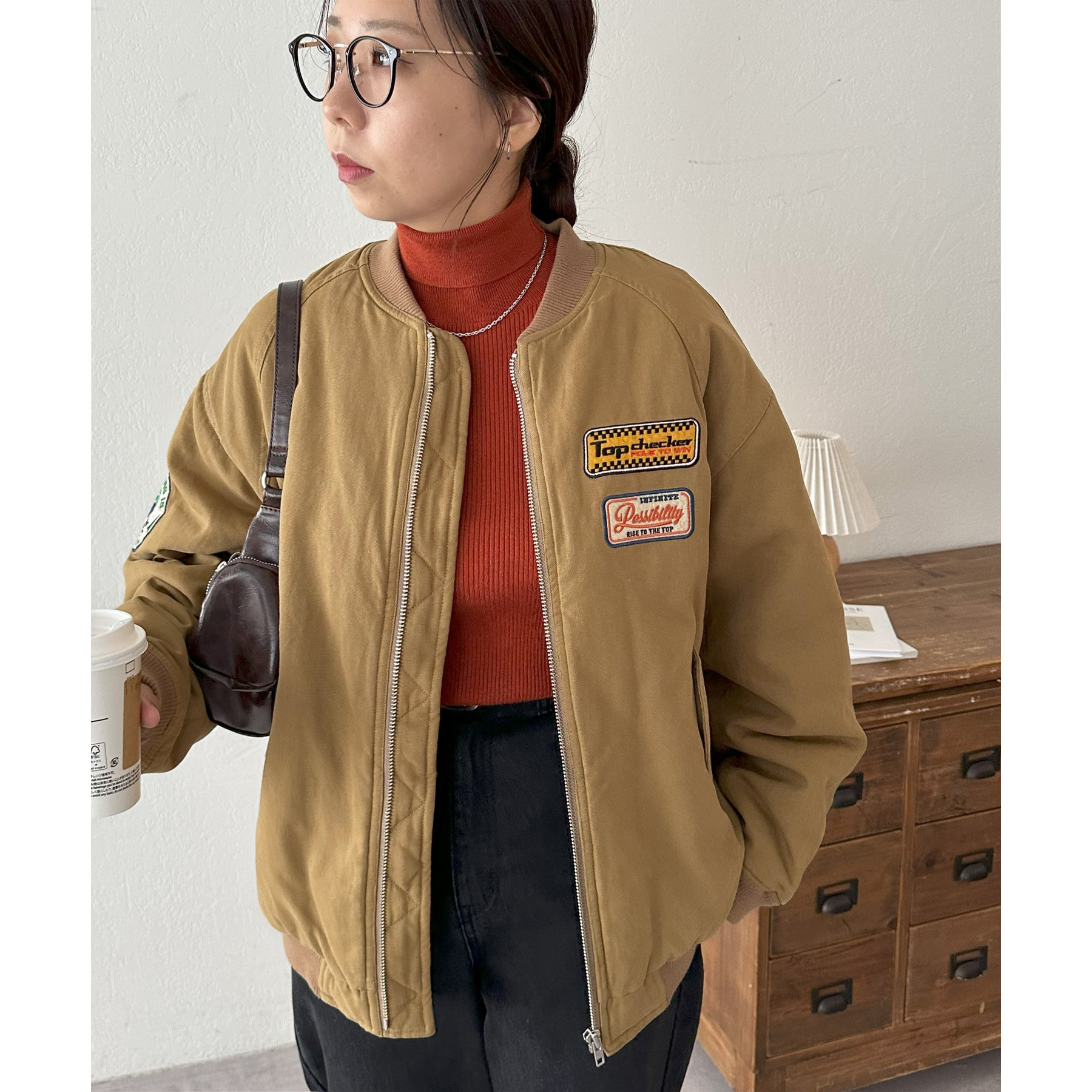 ユニセックス】刺繍ワッペンダックボンバージャケット | ファッション