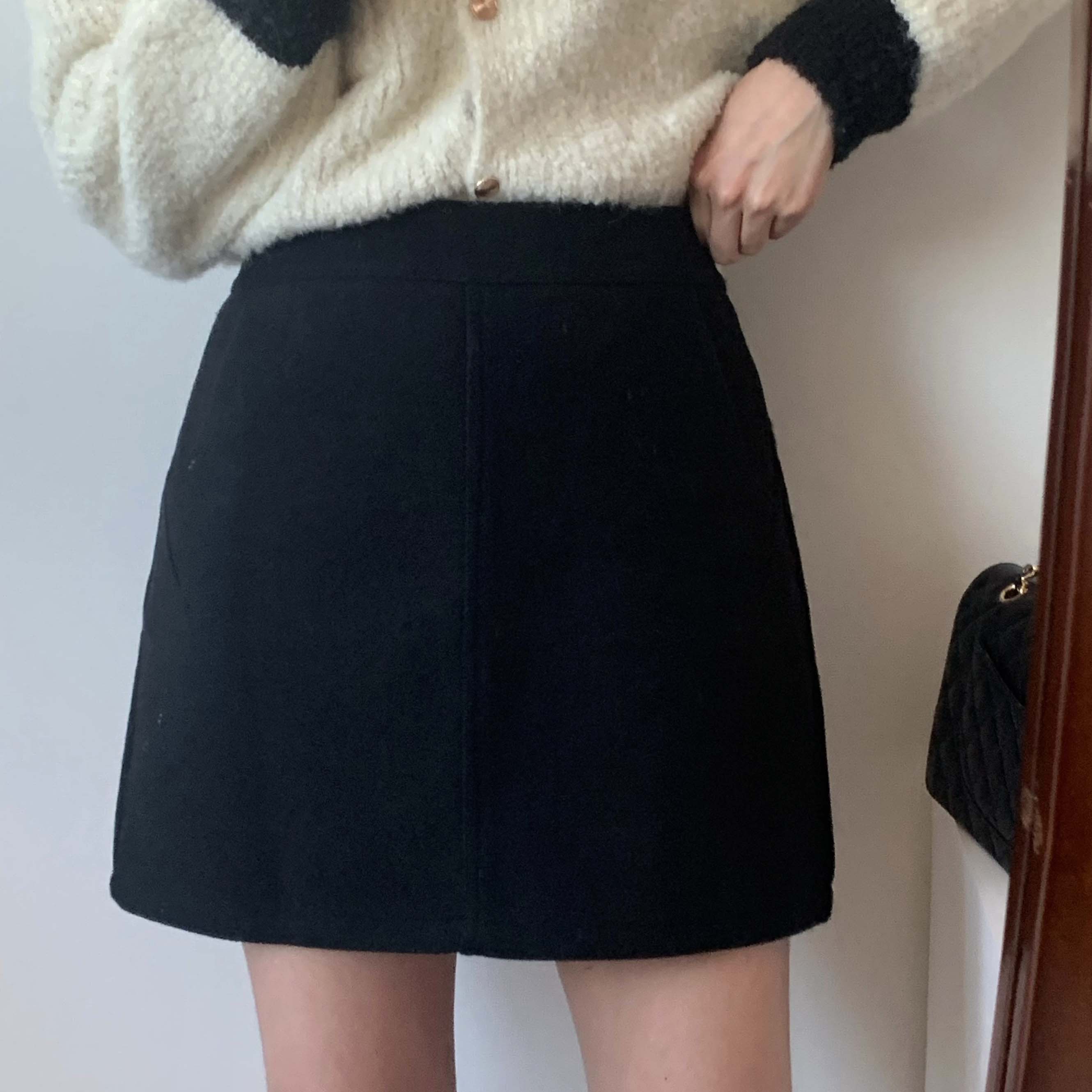 裏地起毛] 冬ポケットスリットウールミニスカート | ファッション通販
