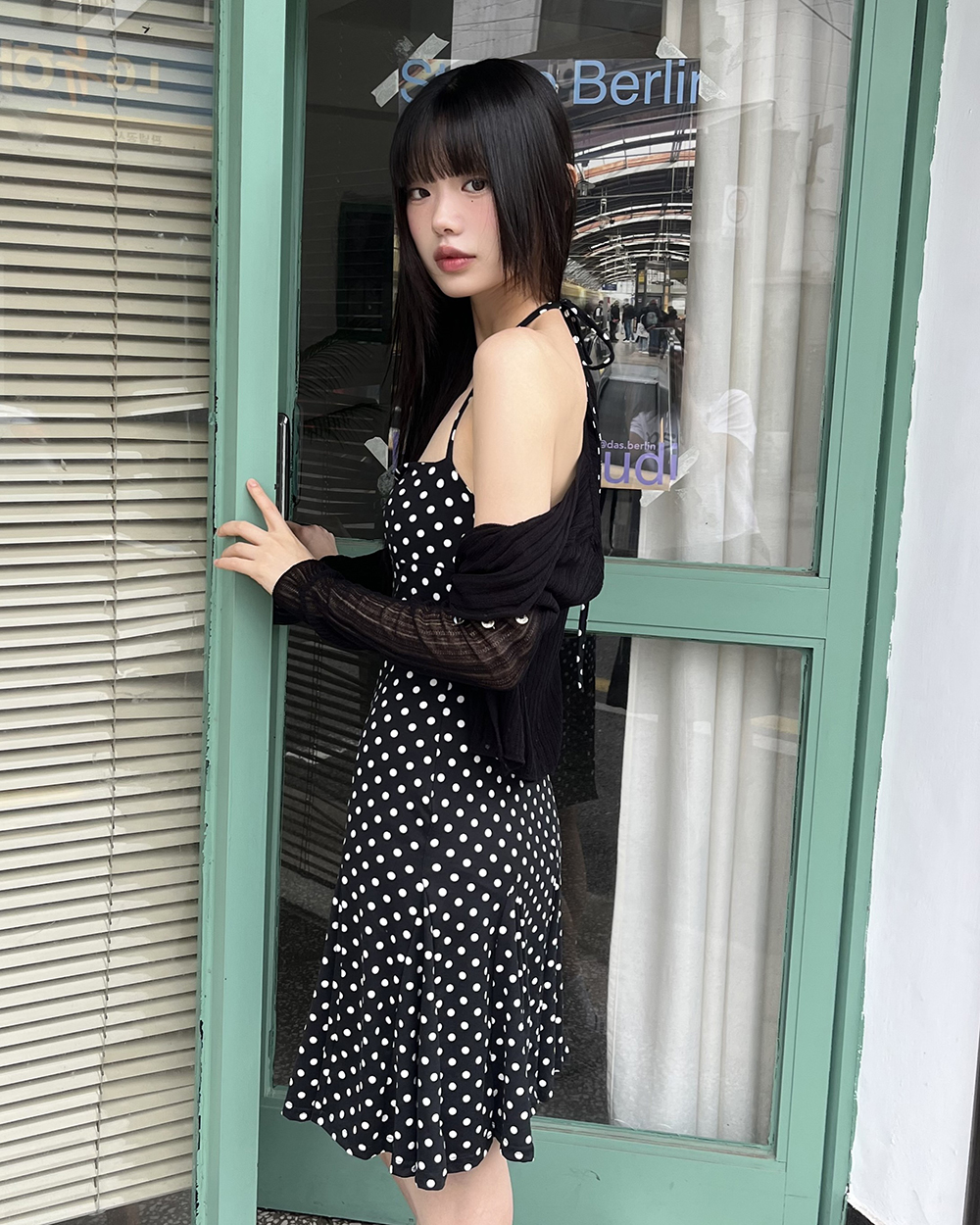 ドットホルターネックストラップワンピース | ファッション通販サイト NUGU