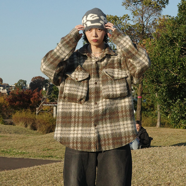 ユニセックス)ビッグチェック柄ポケットジャケット | ファッション通販