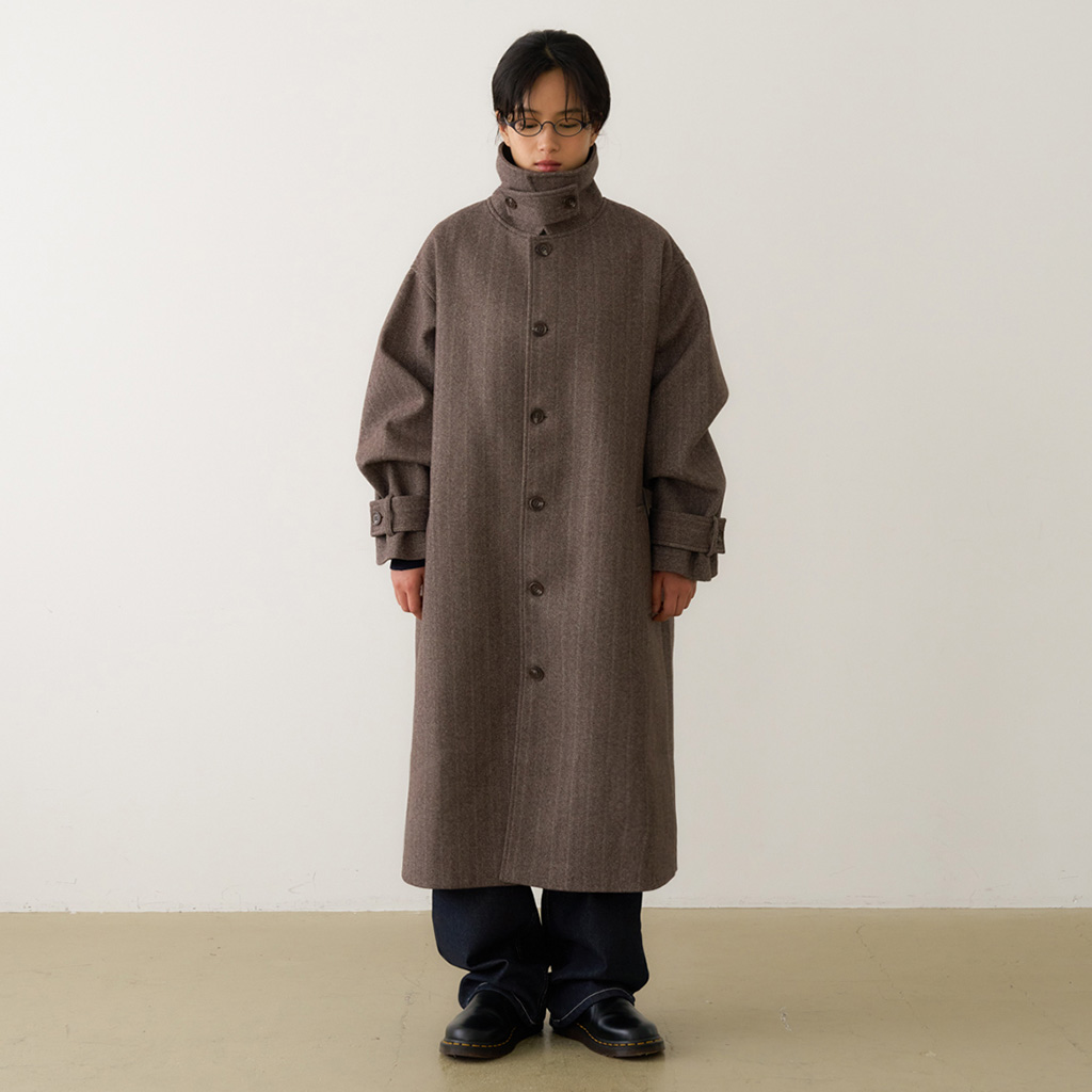 ORIGINAL) ヘリンボーンシングルロングコート (brown) | ファッション