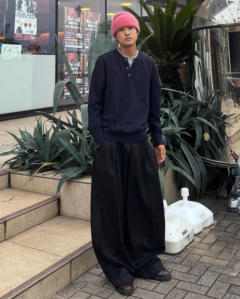 ユニセックス）ダブルタック入りストライプスラックス | ファッション