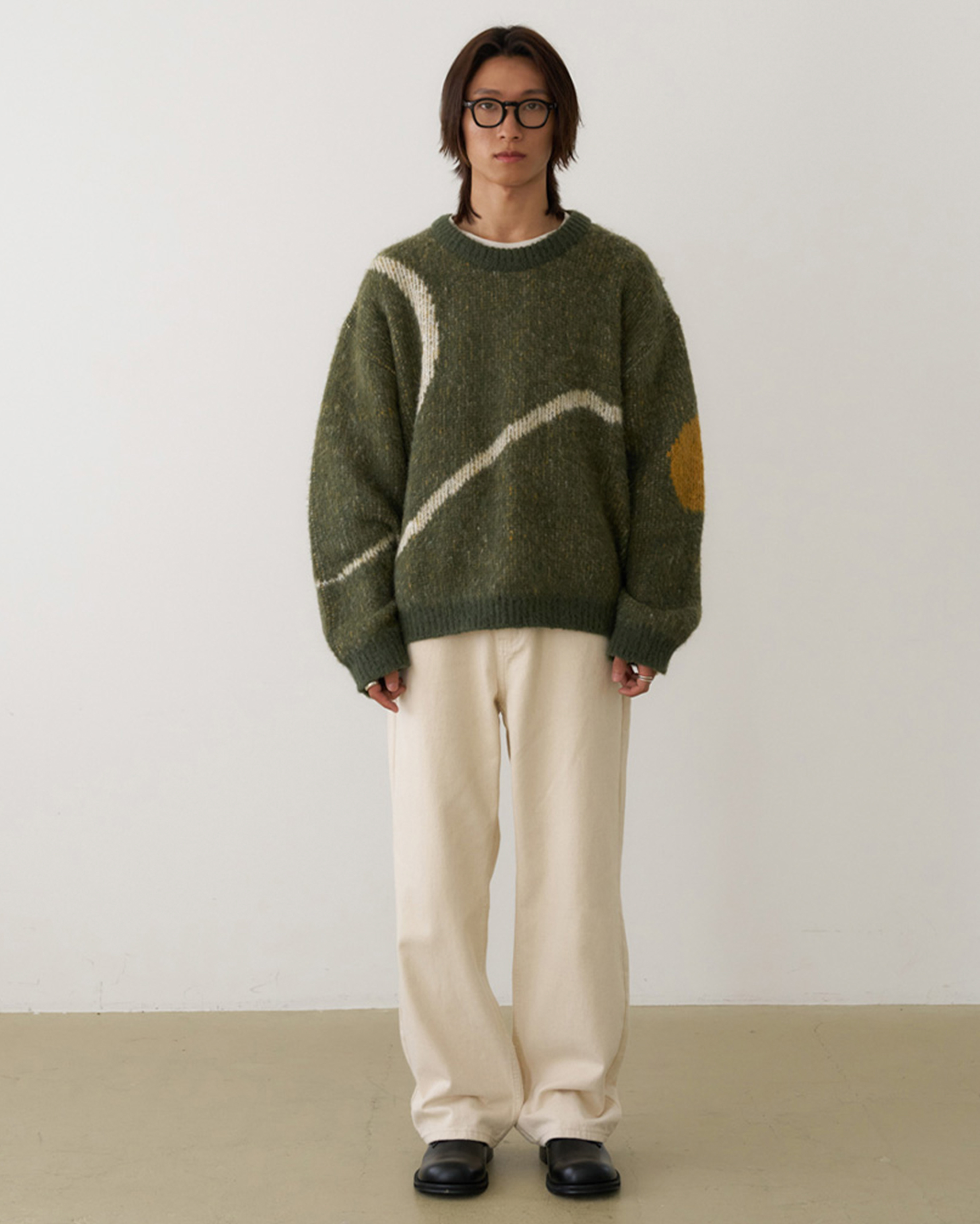 5回再販](ORIGINAL) ラインアートアルパカニット (khaki