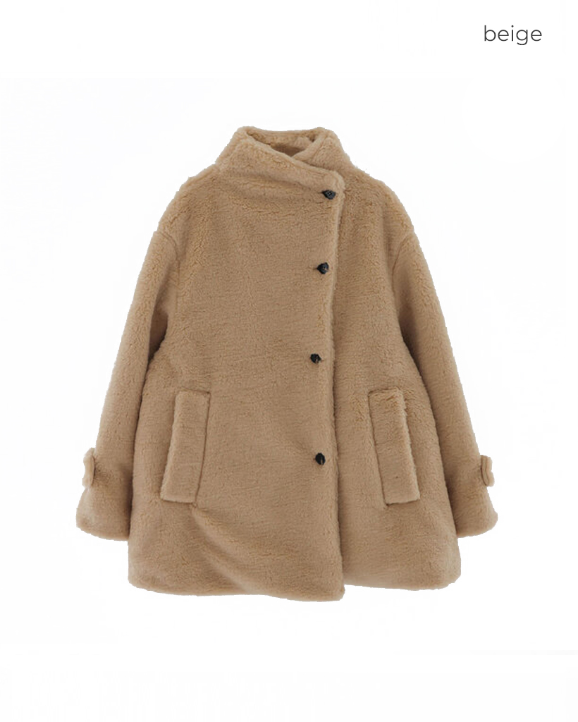 7回再販](ORIGINAL) ハイネックフェイクアルパカミドルコート
