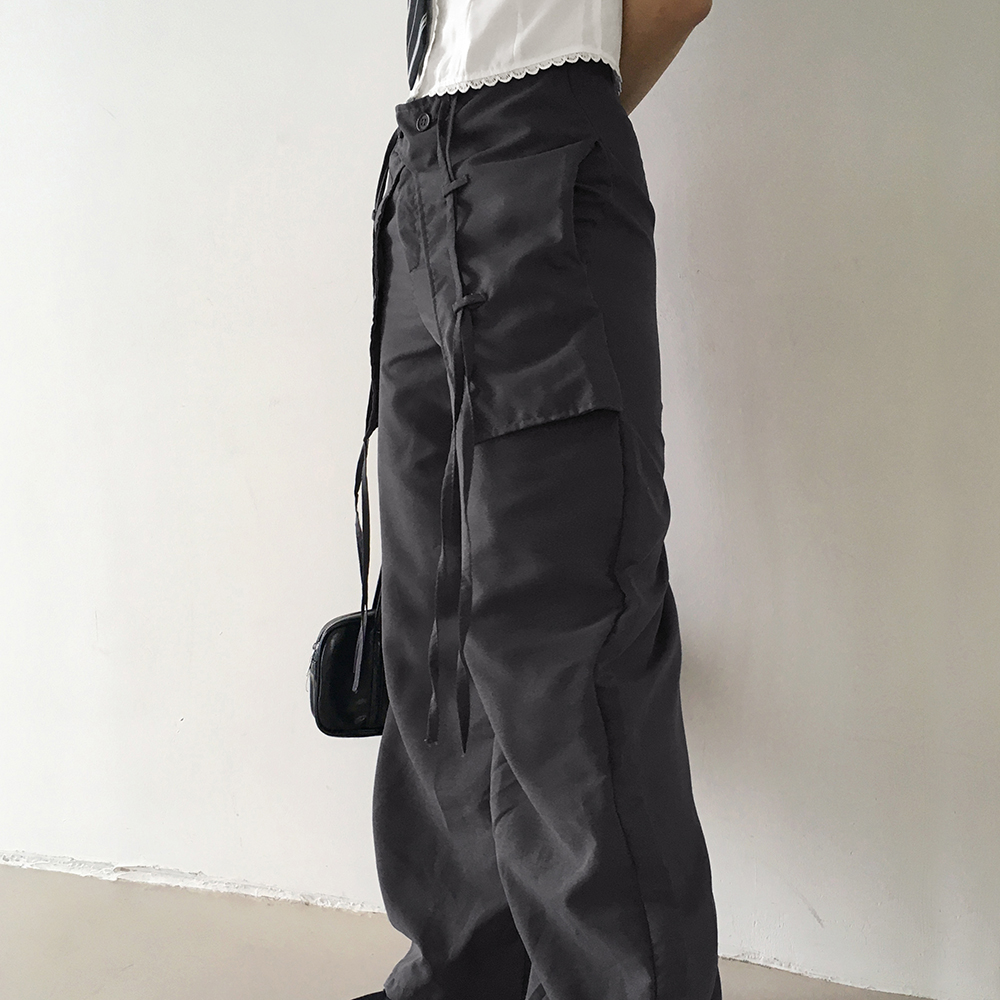 新品 GRANCY ボタンレイヤードデザインナイロンパンツ L GRANCY