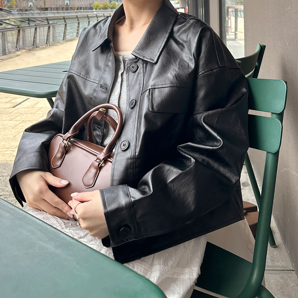 カジュアルショートレザージャケット | ファッション通販サイト NUGU