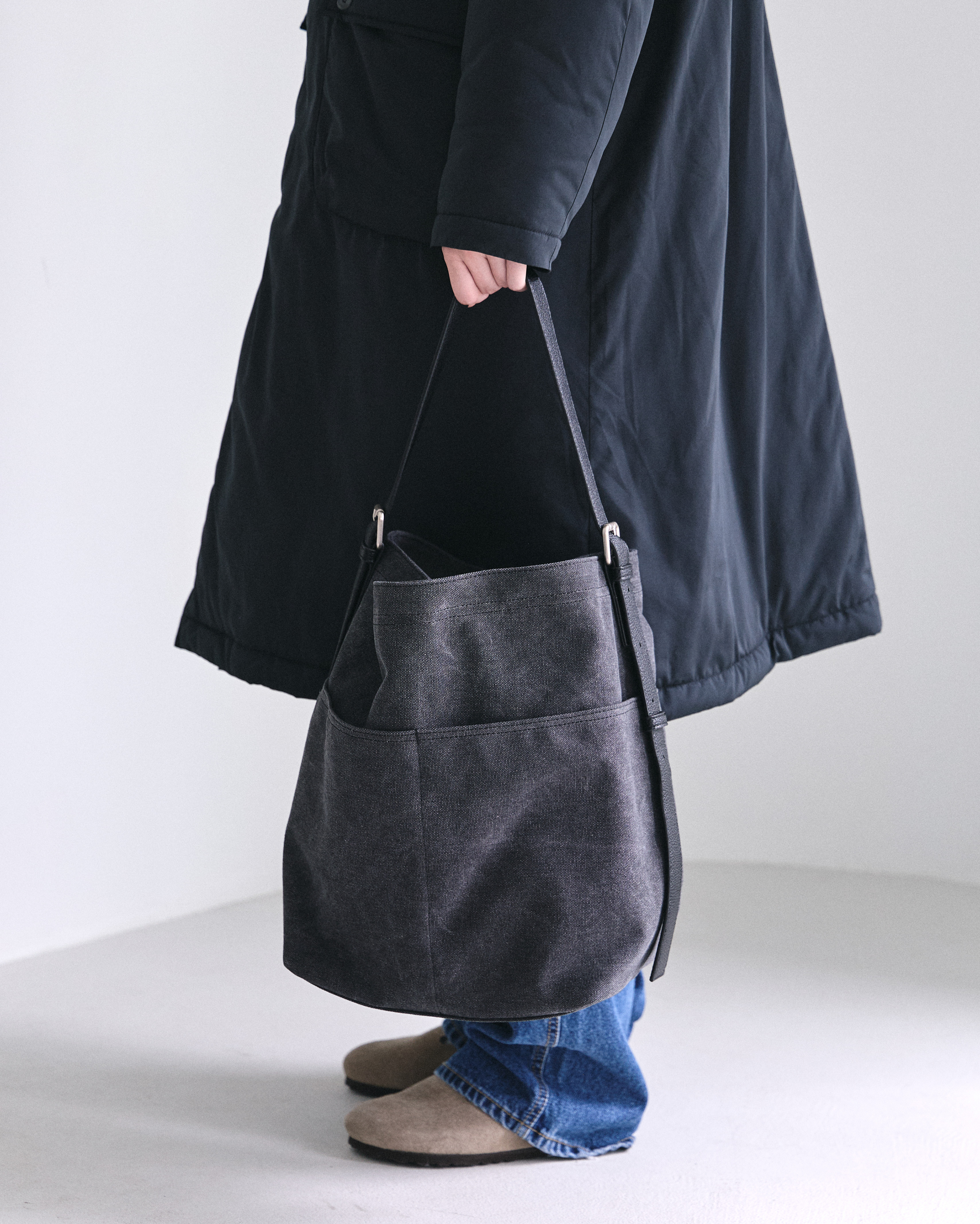 ORIGINAL) ウォッシュキャンバスショルダーバッグ (washing gray