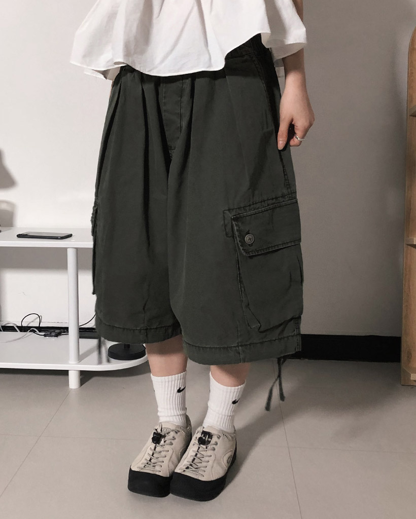 カーゴゴムワイドハーフパンツ | ファッション通販サイト NUGU