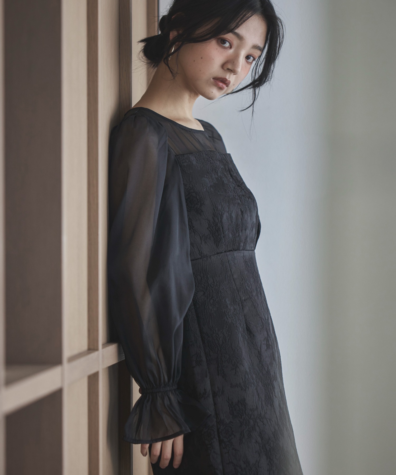 オケージョン】ジャガードビスチェドッキングワンピース