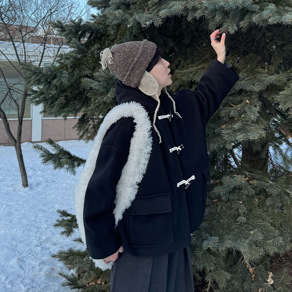 ユニセックス) フラットポケットショートダッフルコート