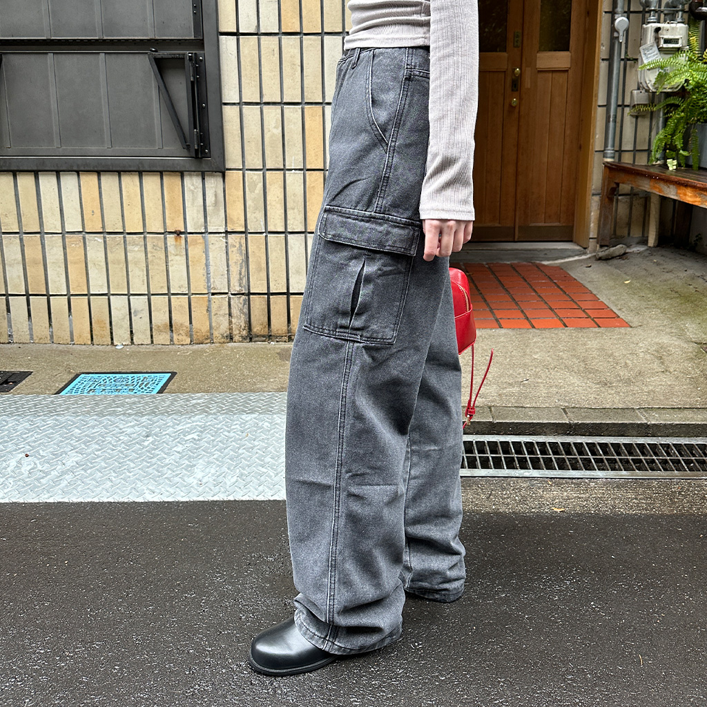 黒デニムポケットカーゴパンツ | ファッション通販サイト NUGU