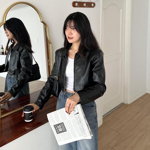 クロップドレザージャケット | ファッション通販サイト NUGU