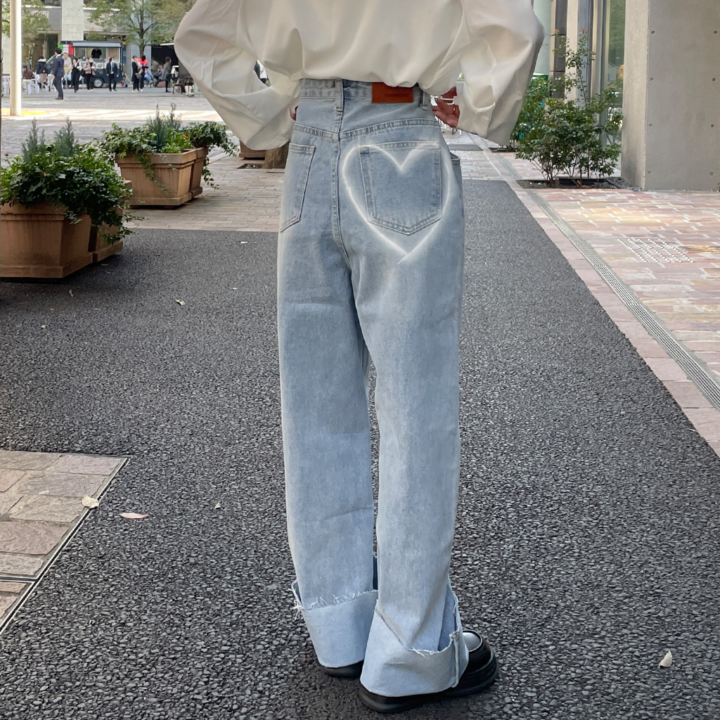 ハートプリントデニムパンツ | ファッション通販サイト NUGU