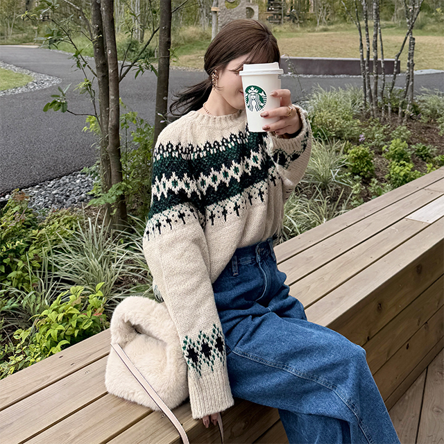 BATONER ノルディック柄 ニット サイズ2 レディース 2ly2 ニット