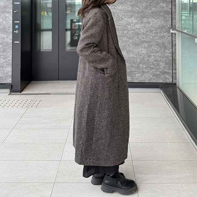 Fayy様USA製ヴィンテージヘリンボーンロングコートProjections 60～70s