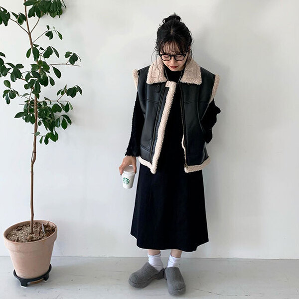 フェイクレザームートンベスト | ファッション通販サイト NUGU