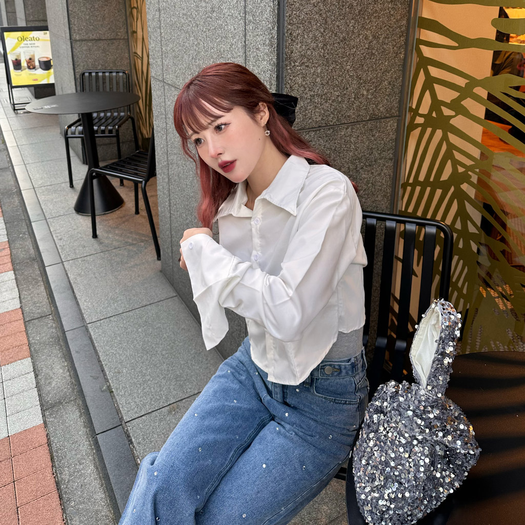 ホワイトクロップドシャツ | ファッション通販サイト NUGU