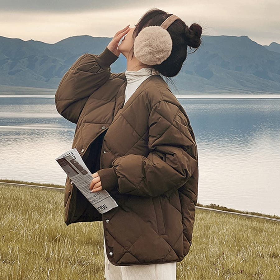 SHOPLIST限定】ゆったりとしたキルティング中綿ダウンジャケット[品番