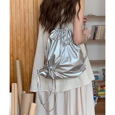 percheグレー かごバッグ タッセル付き percheグレー かごバッグ