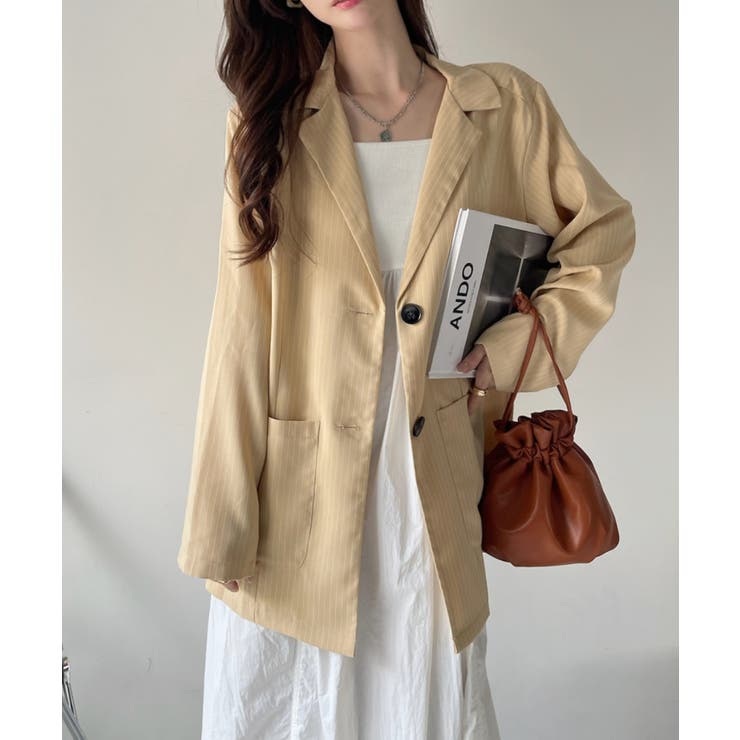 ストライプデザイン テーラードジャケット[品番：ORGW0009029]｜Eclat