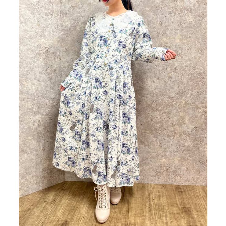 音楽と薔薇柄ドレス風ワンピース[品番：IGAW0005436]｜axes femme