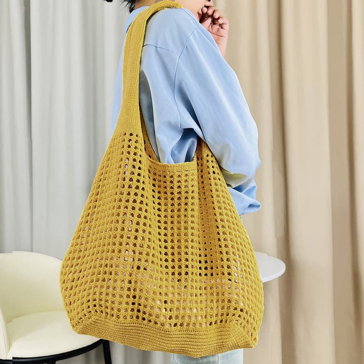 トートバッグ 編みバッグ ニットバッグ夏[品番：AGCW0004571