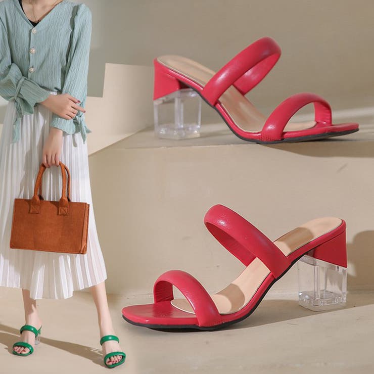 クリアヒールサンダル ミュールレディース[品番：AGCW0003115