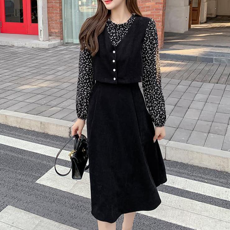 ワンピース レディース レイヤード風[品番：AGCW0003652]｜SUNSHINE