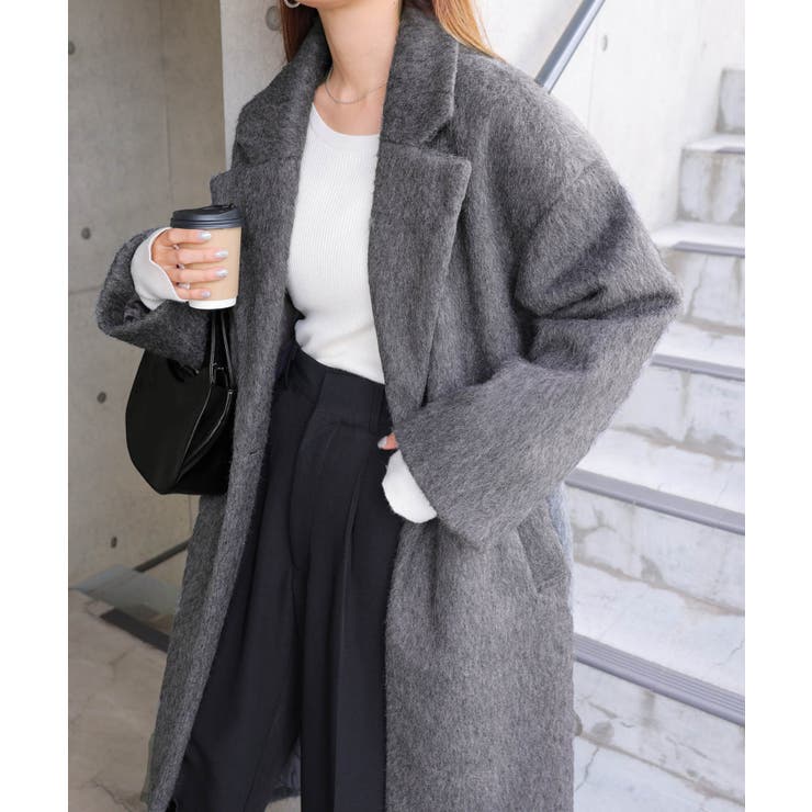 ニット シャギー チェスターコート[品番：AZ000004512]｜andme